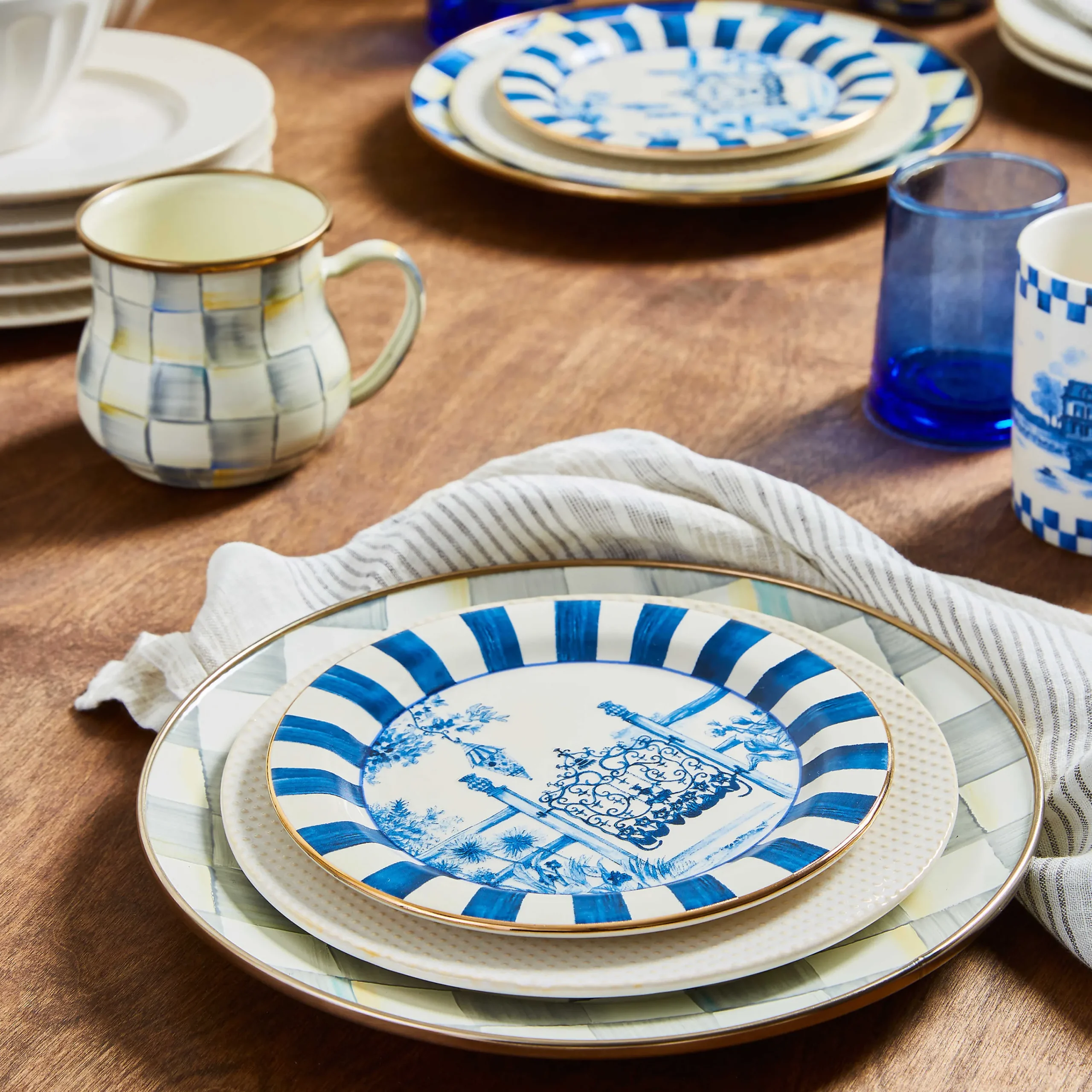 MacKenzie-Childs Sterling Check Dinner Plate| Dinnerware & Flatware