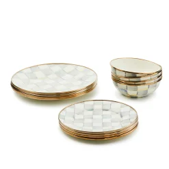 MacKenzie-Childs Sterling Check Dinnerware 12pc Complete Set| Kitchen & Dining Sets|Dinnerware & Flatware