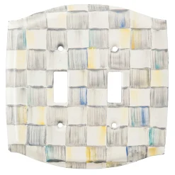 MacKenzie-Childs Sterling Check Double Toggle Switch Plate| Finishing Touches|Room Accents