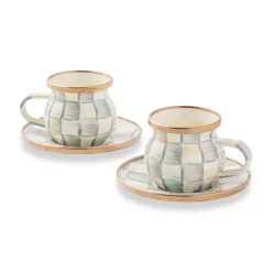 MacKenzie-Childs Sterling Check Espresso Cup Saucer Set| The Coffee Shop|Drinkware