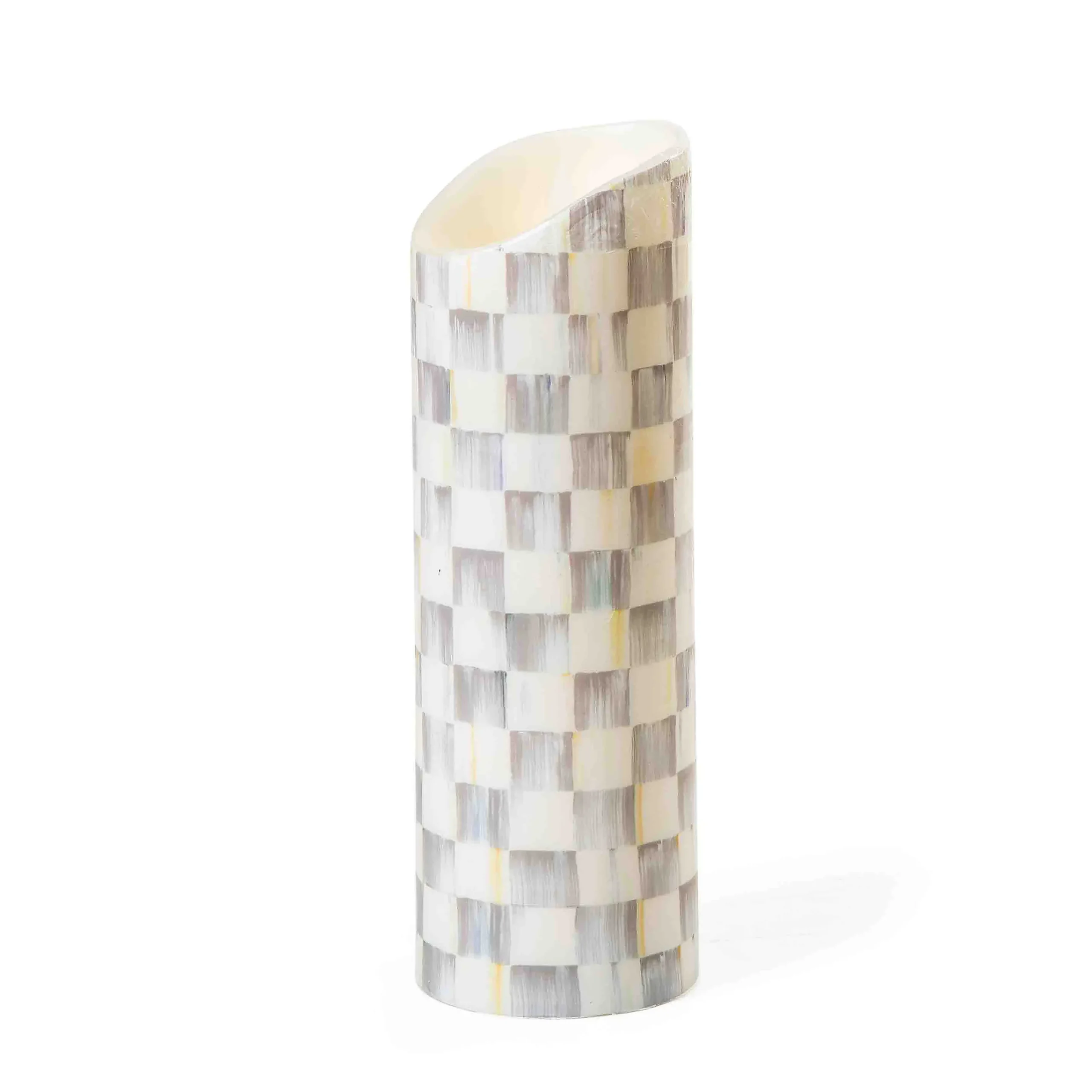 MacKenzie-Childs Sterling Check Flicker 9 Pillar Candle| Candles & Fragrances
