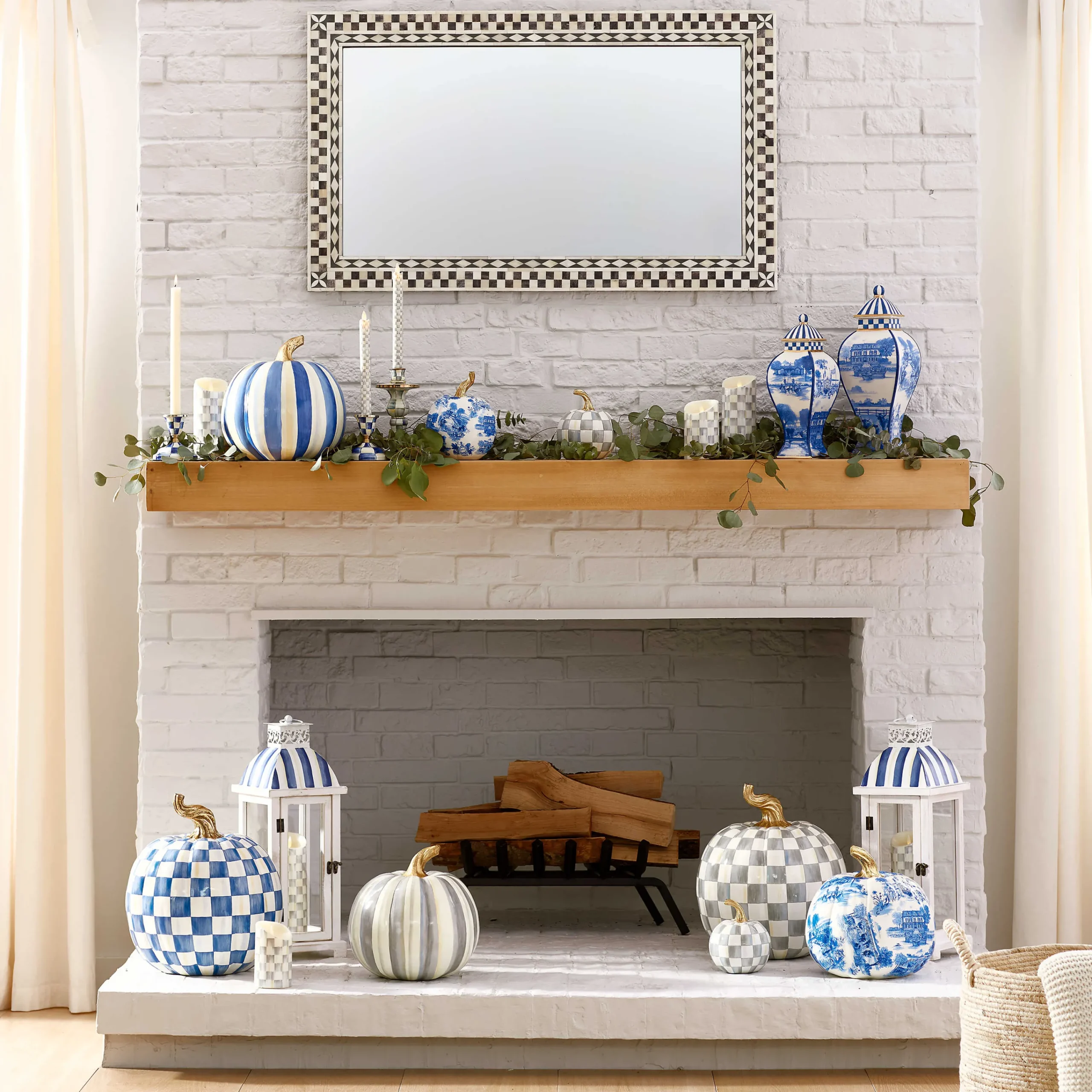 MacKenzie-Childs Sterling Check Flicker 5 Pillar Candle| Candles & Fragrances