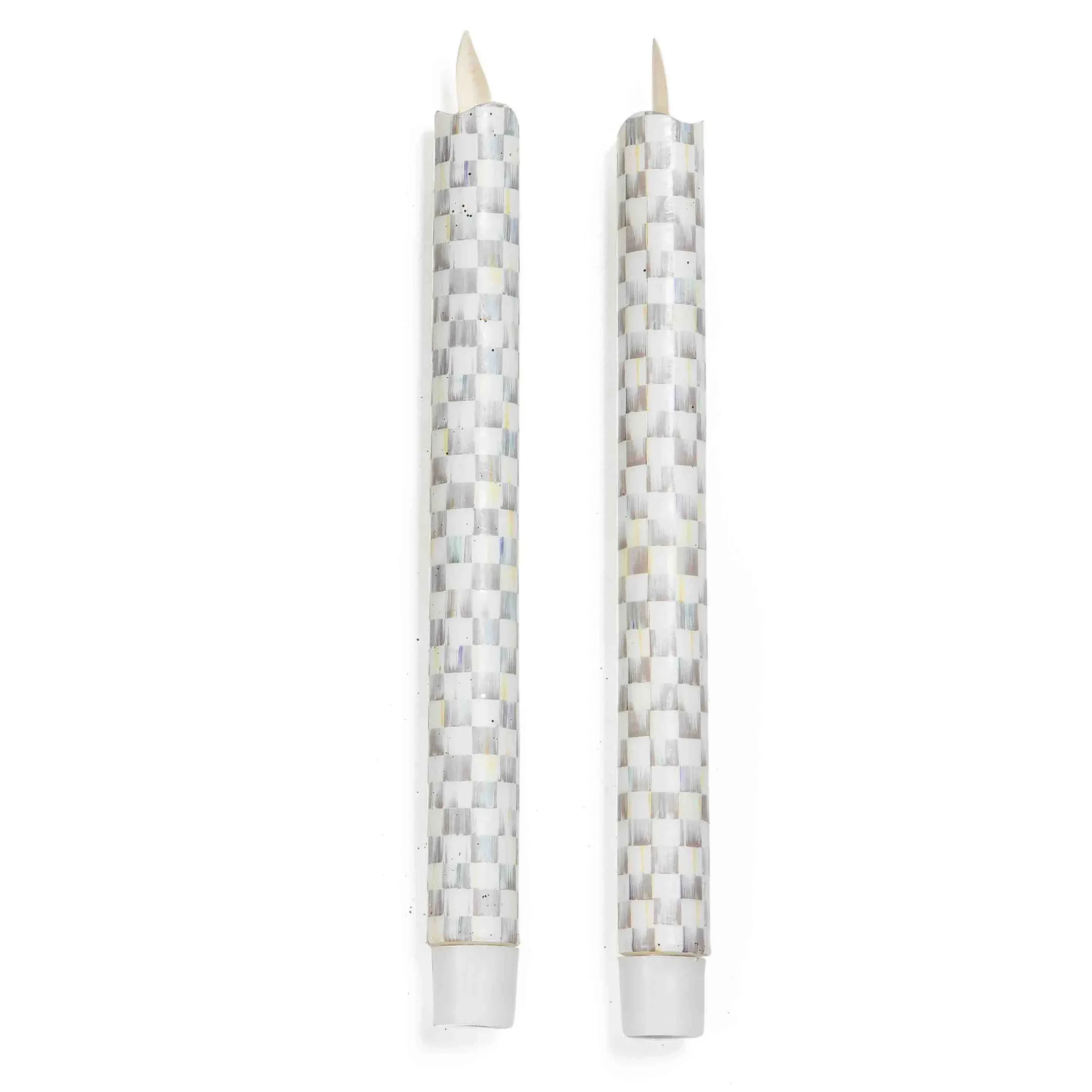 MacKenzie-Childs Sterling Check Flicker Dinner Candles, Set of 2| Holiday|Candles & Fragrances