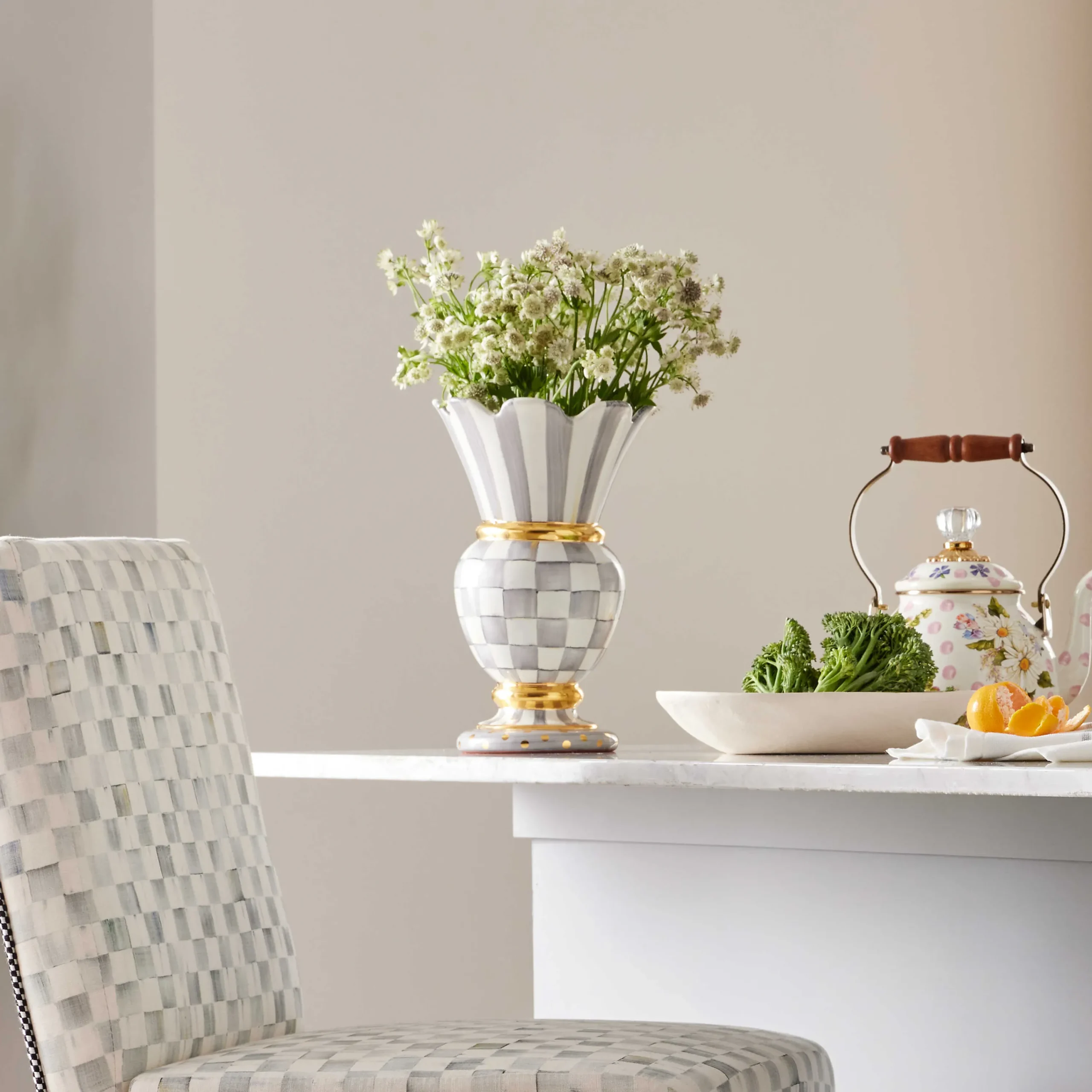 MacKenzie-Childs Sterling Check Great Vase| Room Accents