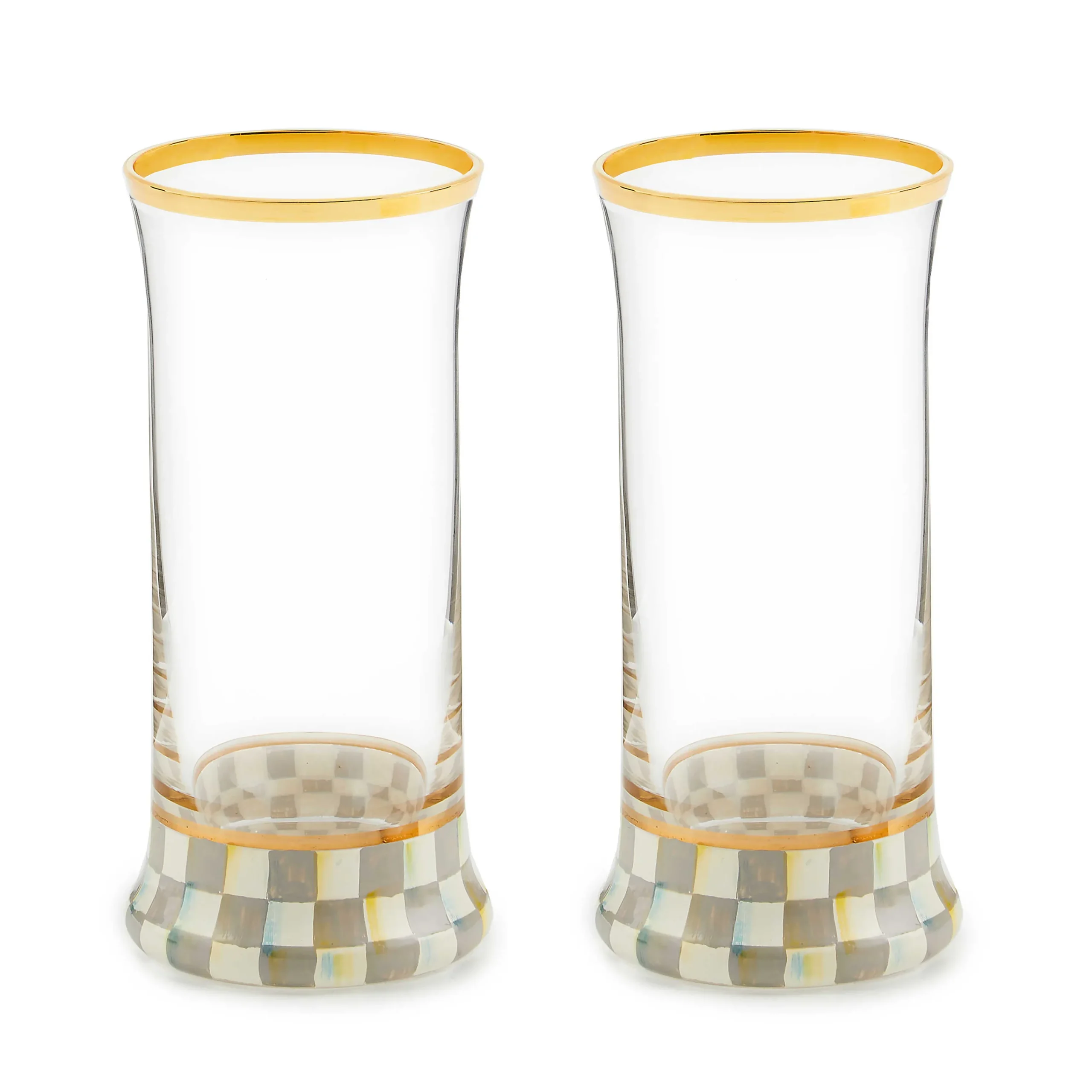 MacKenzie-Childs Sterling Check Highball Glass, Set of 2| Kitchen & Dining Sets|Fall Entertaining
