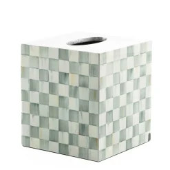 MacKenzie-Childs Sterling Check Lacquer Boutique Tissue Box Cover| Bath & Bath Accessories