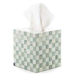 MacKenzie-Childs Sterling Check Lacquer Boutique Tissue Box Cover| Bath & Bath Accessories