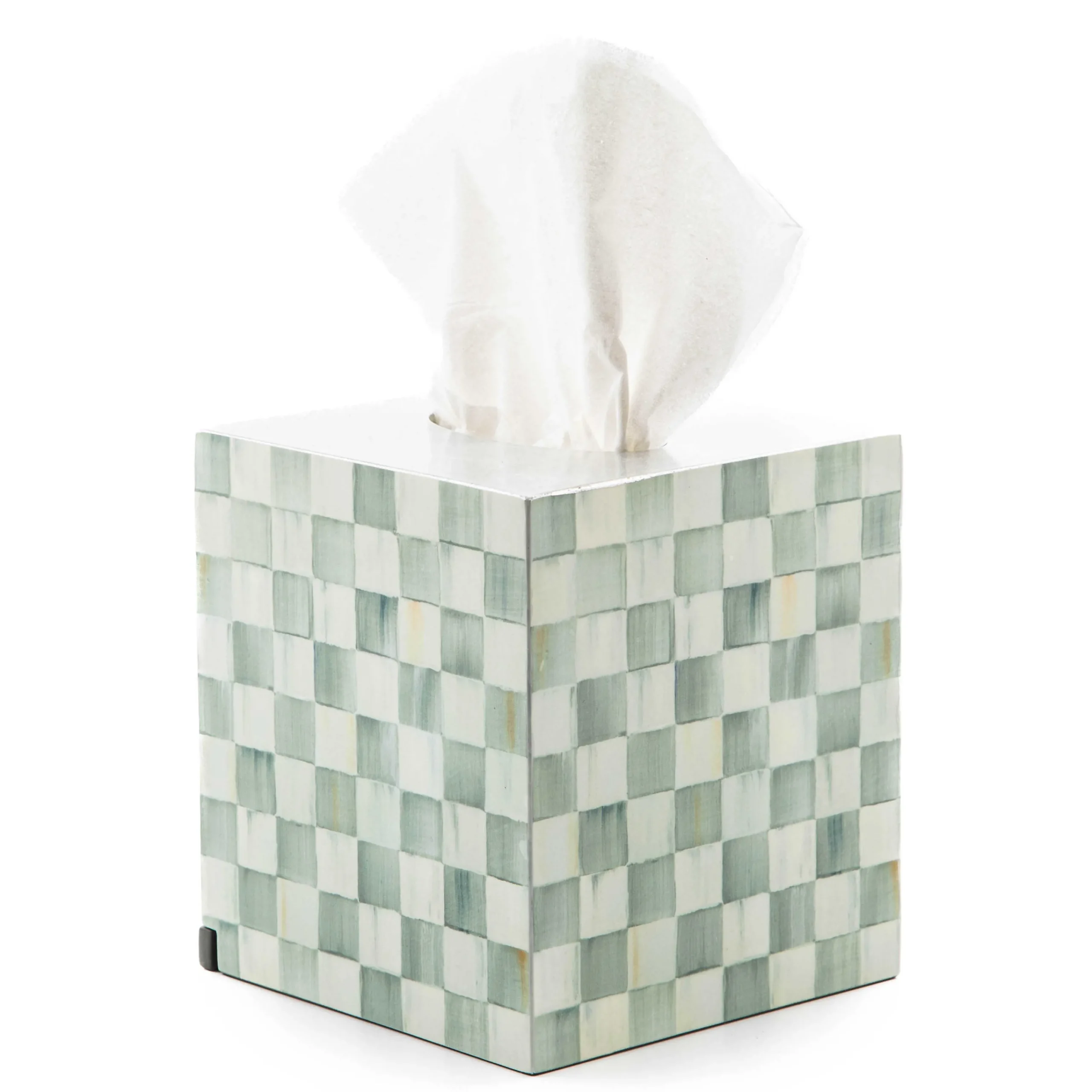 MacKenzie-Childs Sterling Check Lacquer Boutique Tissue Box Cover| Bath & Bath Accessories
