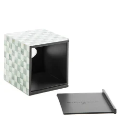 MacKenzie-Childs Sterling Check Lacquer Boutique Tissue Box Cover| Bath & Bath Accessories