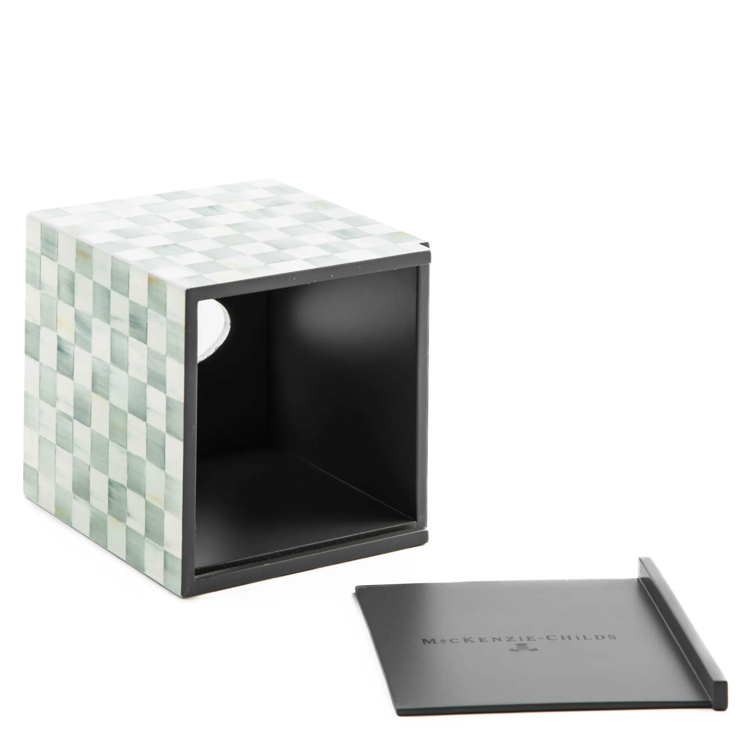 MacKenzie-Childs Sterling Check Lacquer Boutique Tissue Box Cover| Bath & Bath Accessories