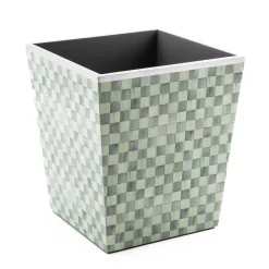 MacKenzie-Childs Sterling Check Lacquer Waste Bin| Bath & Bath Accessories
