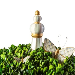 MacKenzie-Childs Sterling Check Large Boxwood Centerpiece| Spring|Greenery & Florals