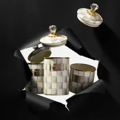 MacKenzie-Childs Sterling Check Large Canister| Room Accents|Kitchen Storage & Organization