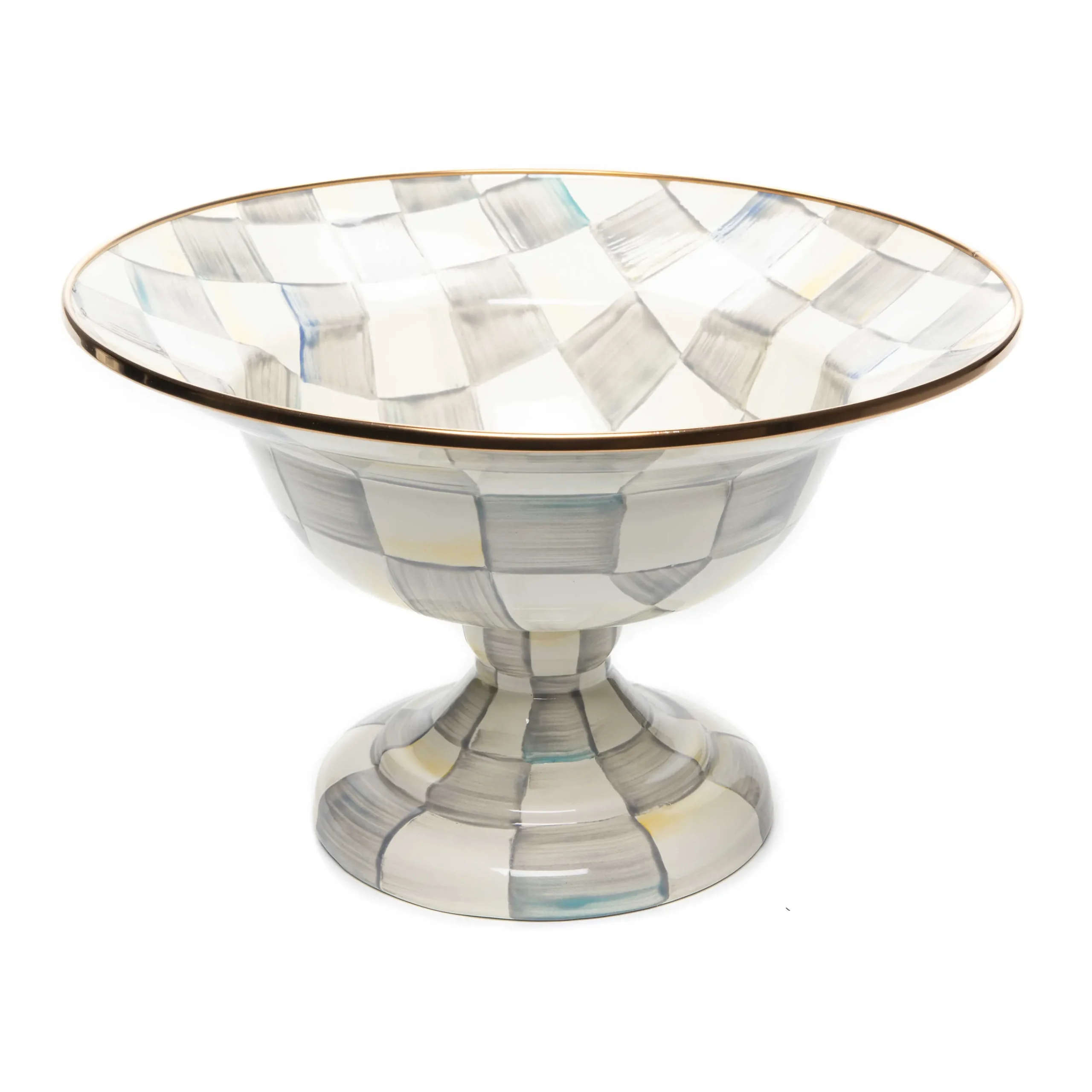 MacKenzie-Childs Sterling Check Large Compote| Serveware