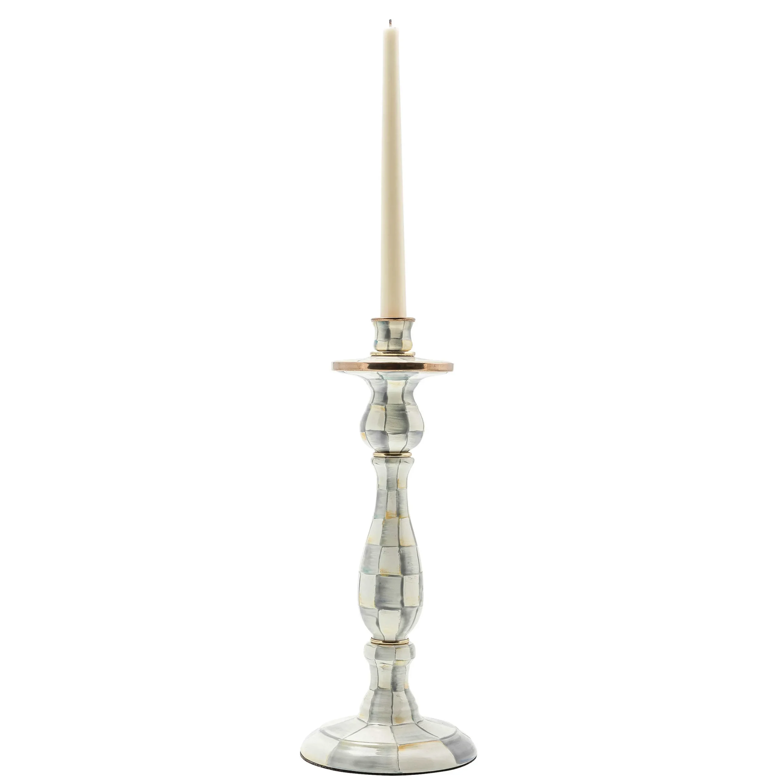 MacKenzie-Childs Sterling Check Large Enamel Candlestick| Candles & Fragrances