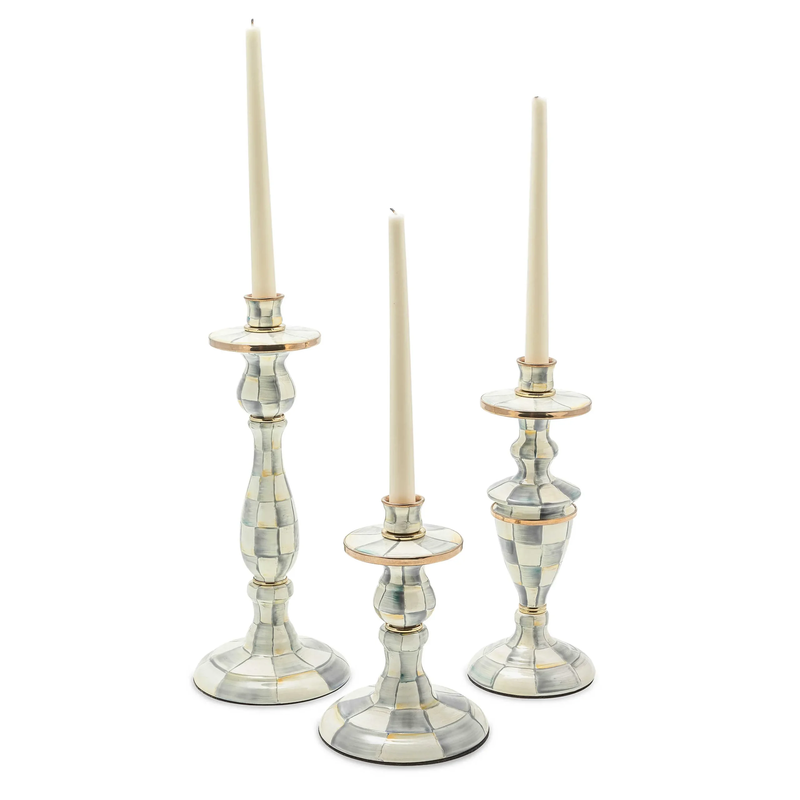 MacKenzie-Childs Sterling Check Large Enamel Candlestick| Candles & Fragrances