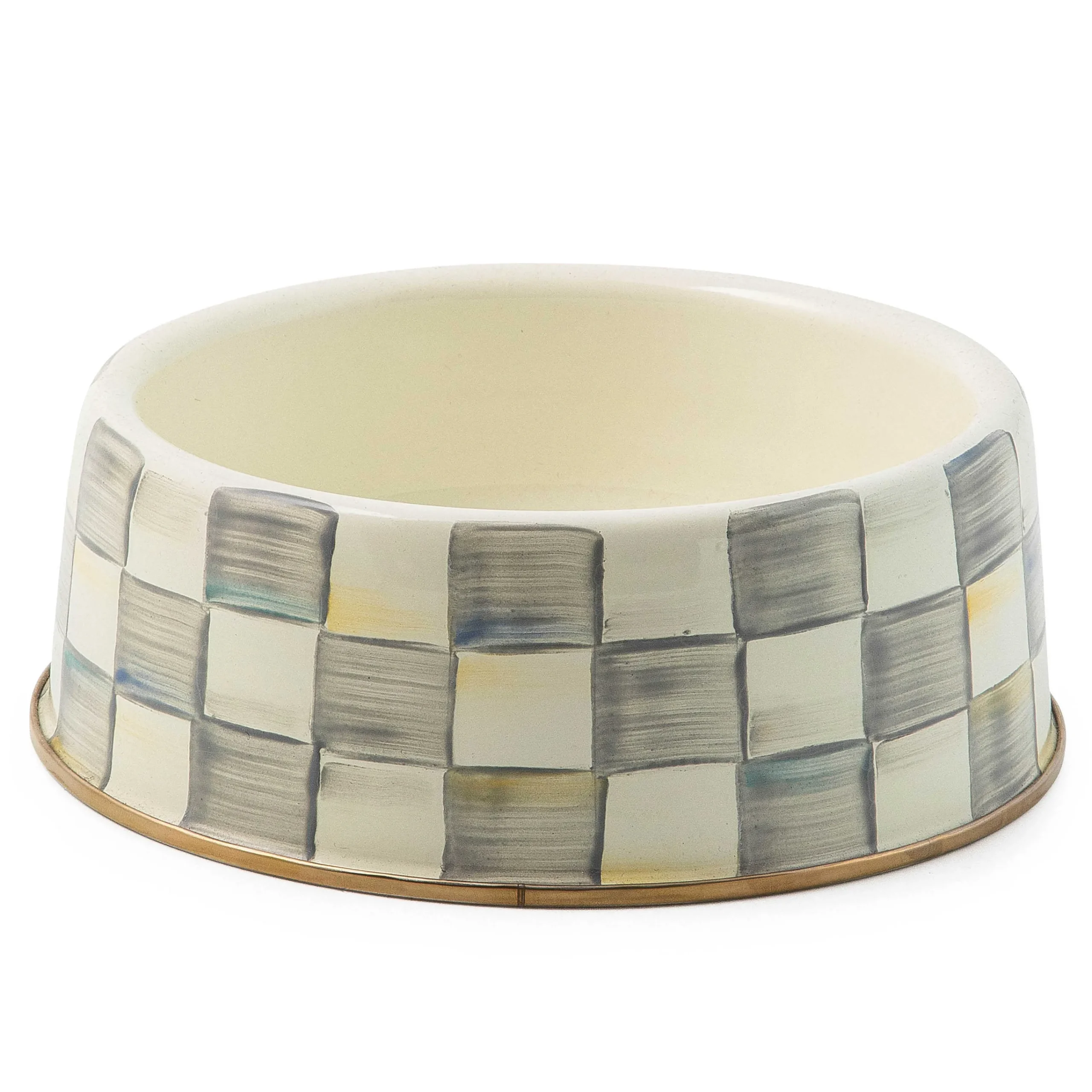 MacKenzie-Childs Sterling Check Large Pet Dish| Accessories