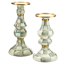 MacKenzie-Childs Sterling Check Large Pillar Candlestick| Candles & Fragrances