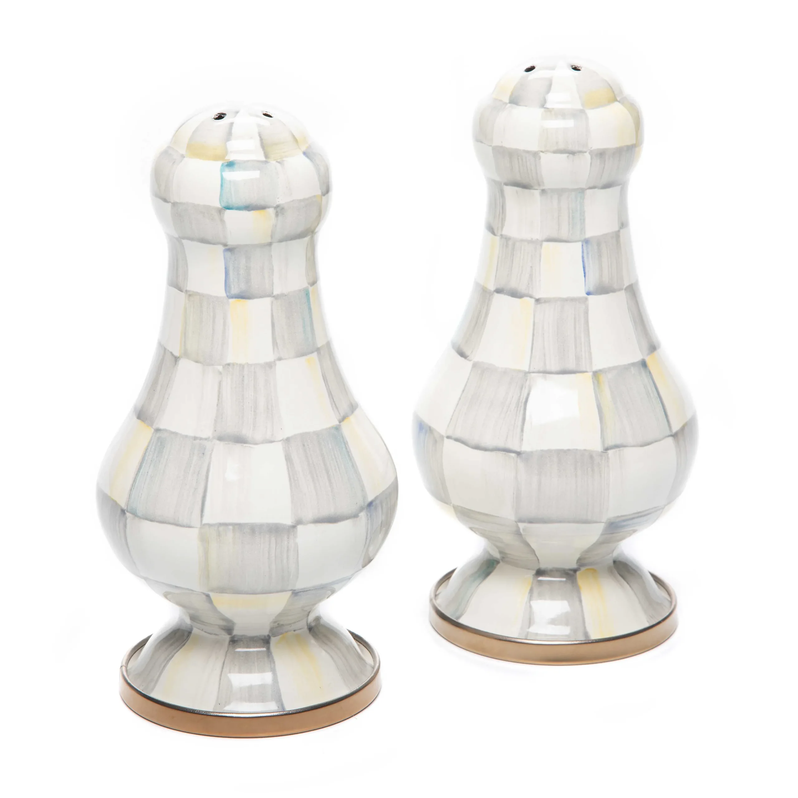 MacKenzie-Childs Sterling Check Large Salt Pepper Shakers| Table Accessories|Serveware