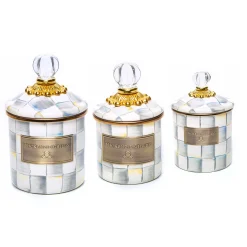 MacKenzie-Childs Sterling Check Little Canisters, Set of 3| Kitchen & Dining Sets|Kitchen Storage & Organization