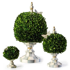 MacKenzie-Childs Sterling Check Medium Boxwood Centerpiece| Spring|Greenery & Florals