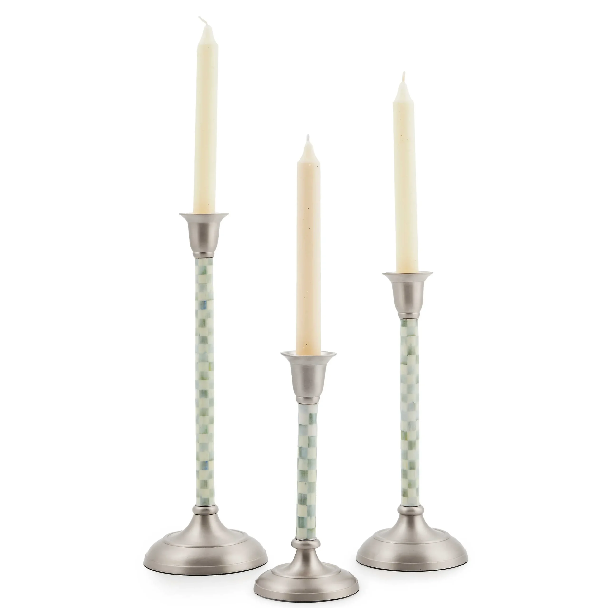 MacKenzie-Childs Sterling Check Medium Candlestick| Candles & Fragrances|Table Accessories