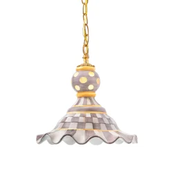 MacKenzie-Childs Sterling Check Medium Ceramic Pendant Lamp| Lighting
