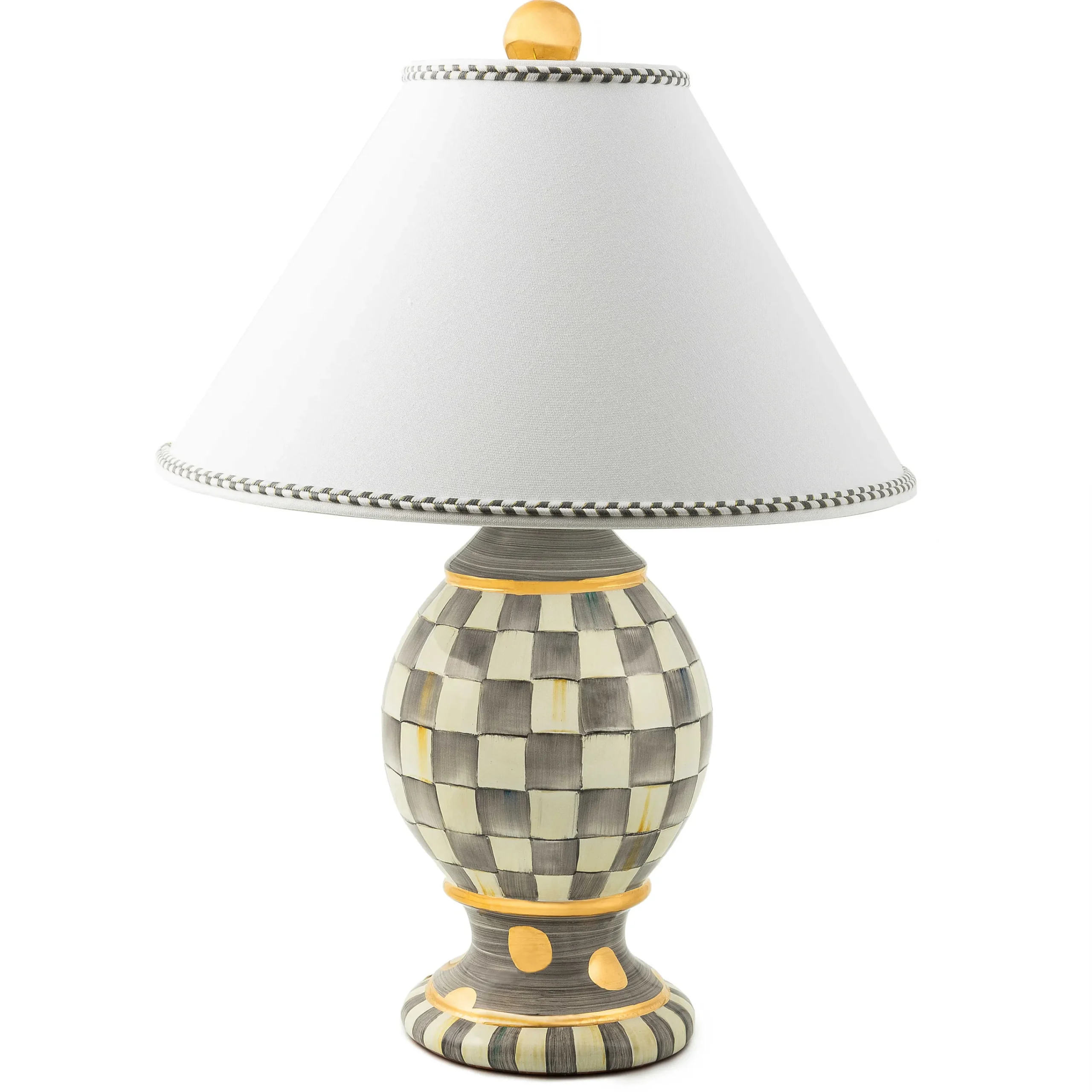 MacKenzie-Childs Sterling Check Medium Ceramic Globe Lamp| Lighting