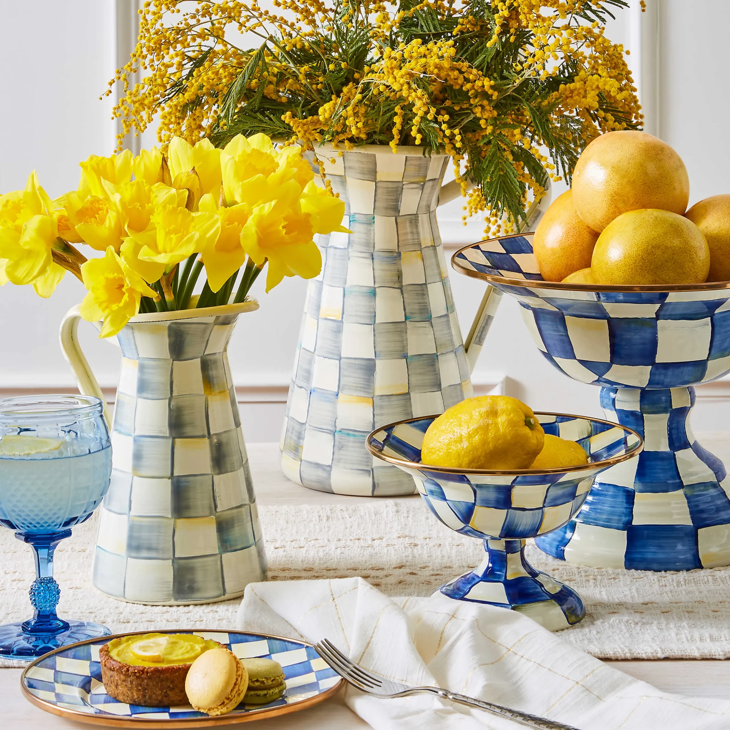 MacKenzie-Childs Sterling Check Medium Practical Pitcher| Serveware