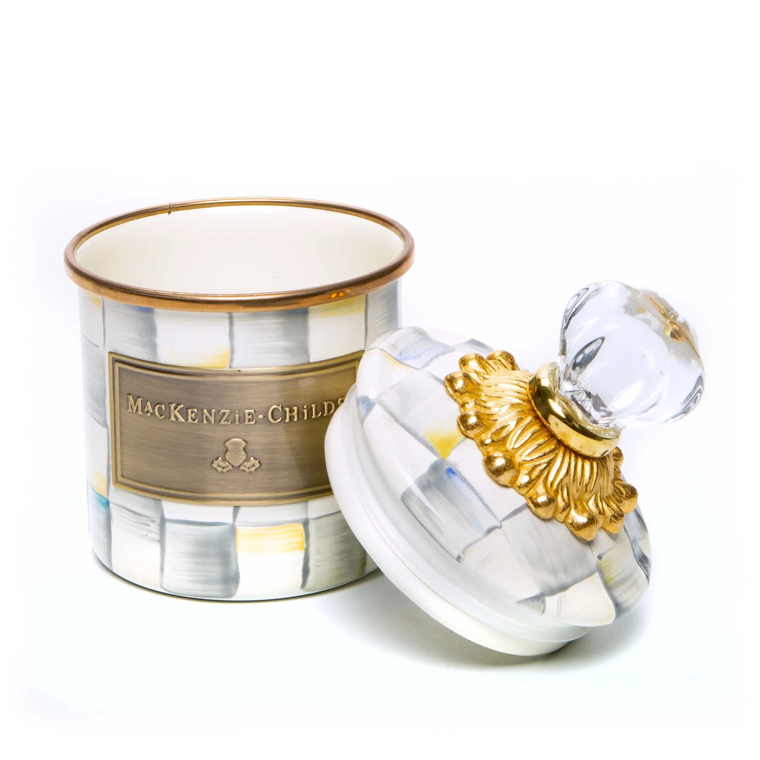 MacKenzie-Childs Sterling Check Mini Canister| Room Accents|Kitchen Storage & Organization