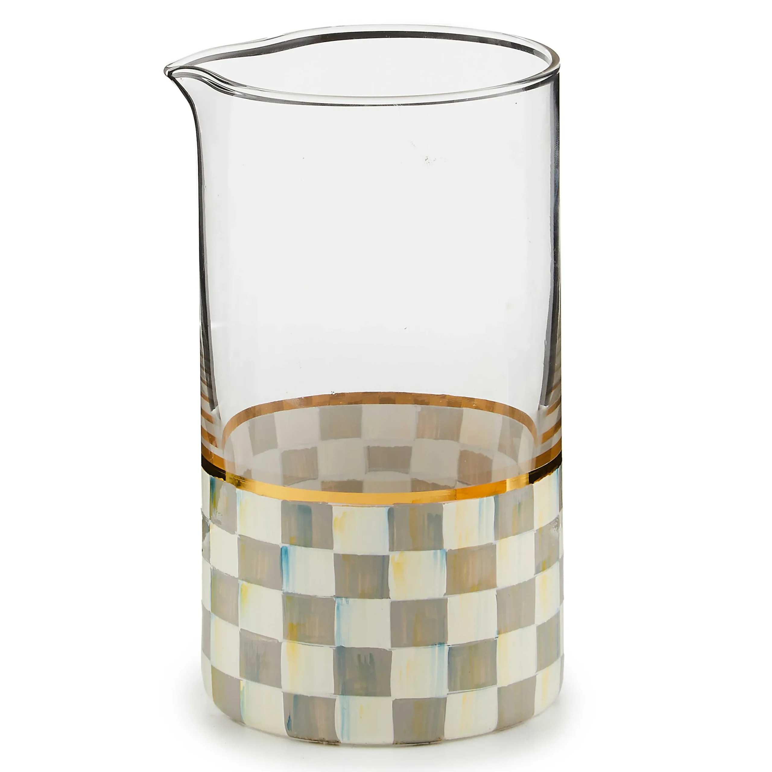 MacKenzie-Childs Sterling Check Mixing Glass| Fall Entertaining|Bar Entertaining