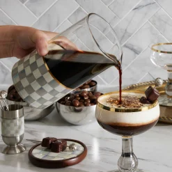 MacKenzie-Childs Sterling Check Mixing Glass| Fall Entertaining|Bar Entertaining