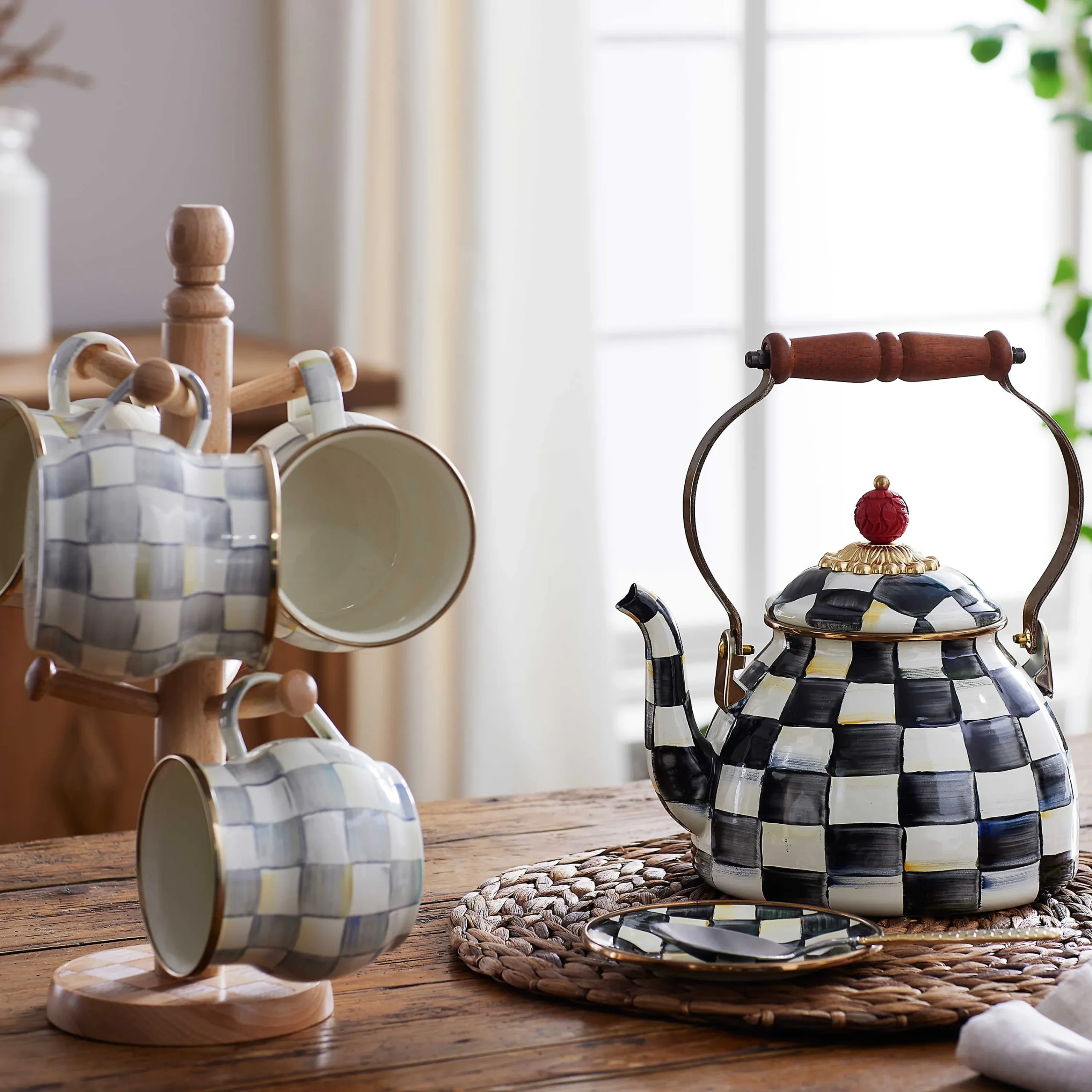 MacKenzie-Childs Sterling Check Mug| The Coffee Shop|Fall Entertaining