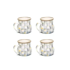 MacKenzie-Childs Sterling Check Mugs, Set of 4| Kitchen & Dining Sets|The Coffee Shop