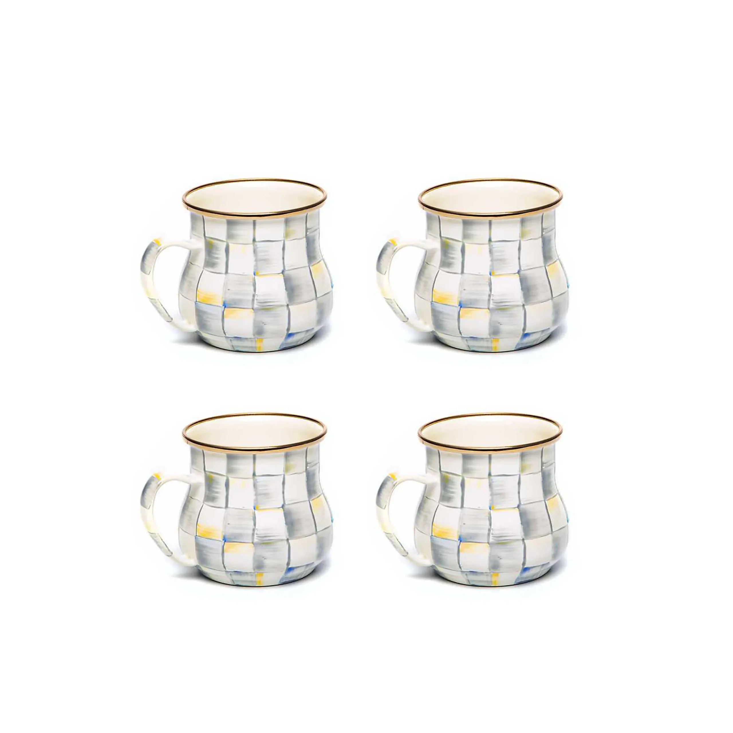 MacKenzie-Childs Sterling Check Mugs, Set of 4| Kitchen & Dining Sets|The Coffee Shop