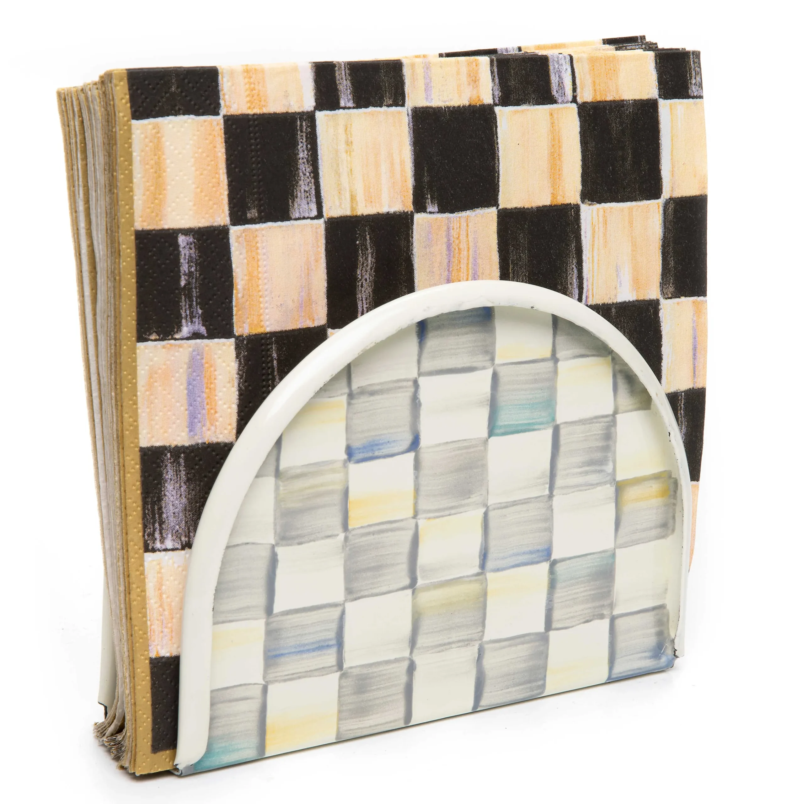 MacKenzie-Childs Sterling Check Napkin Holder| Table Accessories|Kitchen Storage & Organization
