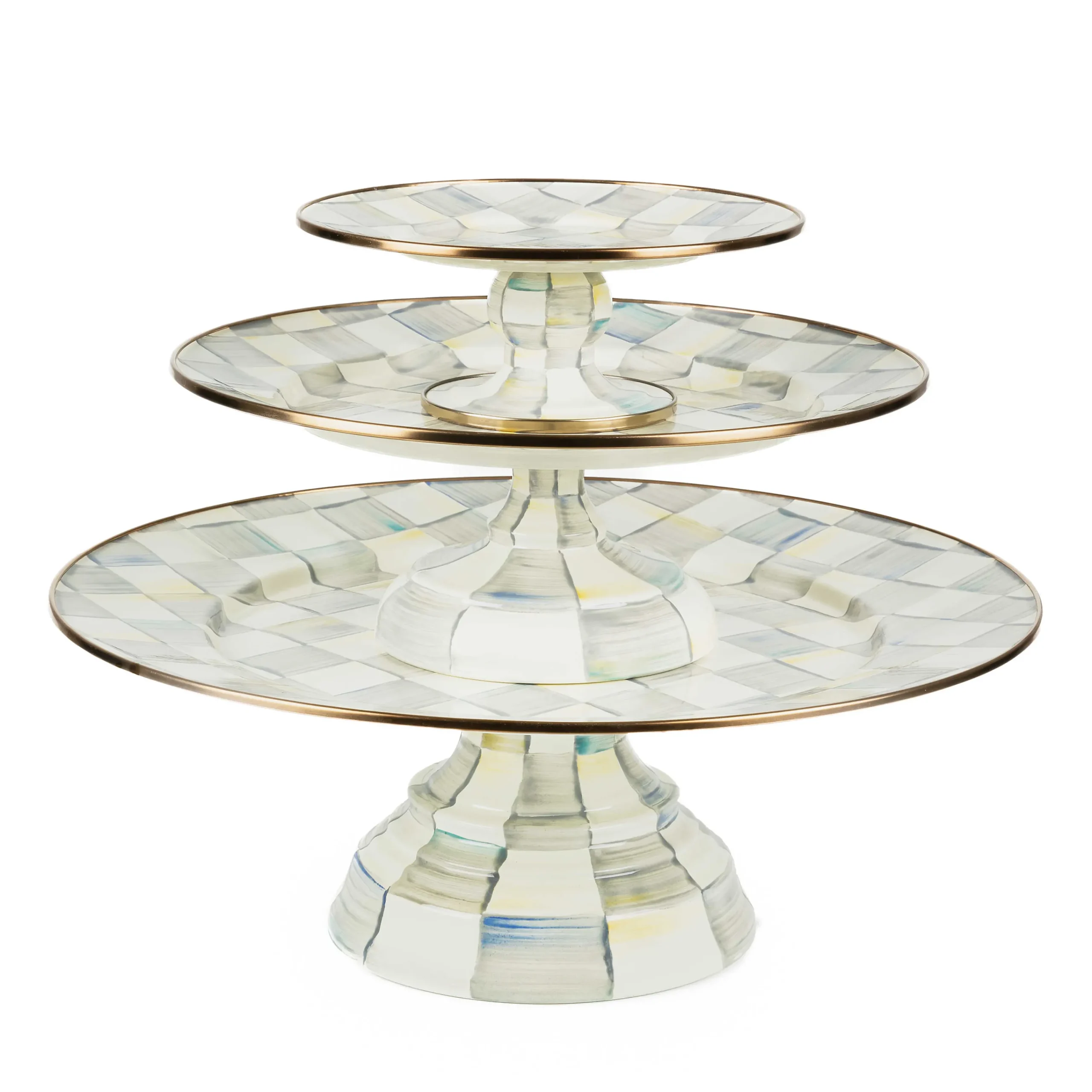 MacKenzie-Childs Sterling Check Pedestal Platters, Set of 3| Kitchen & Dining Sets|Serveware