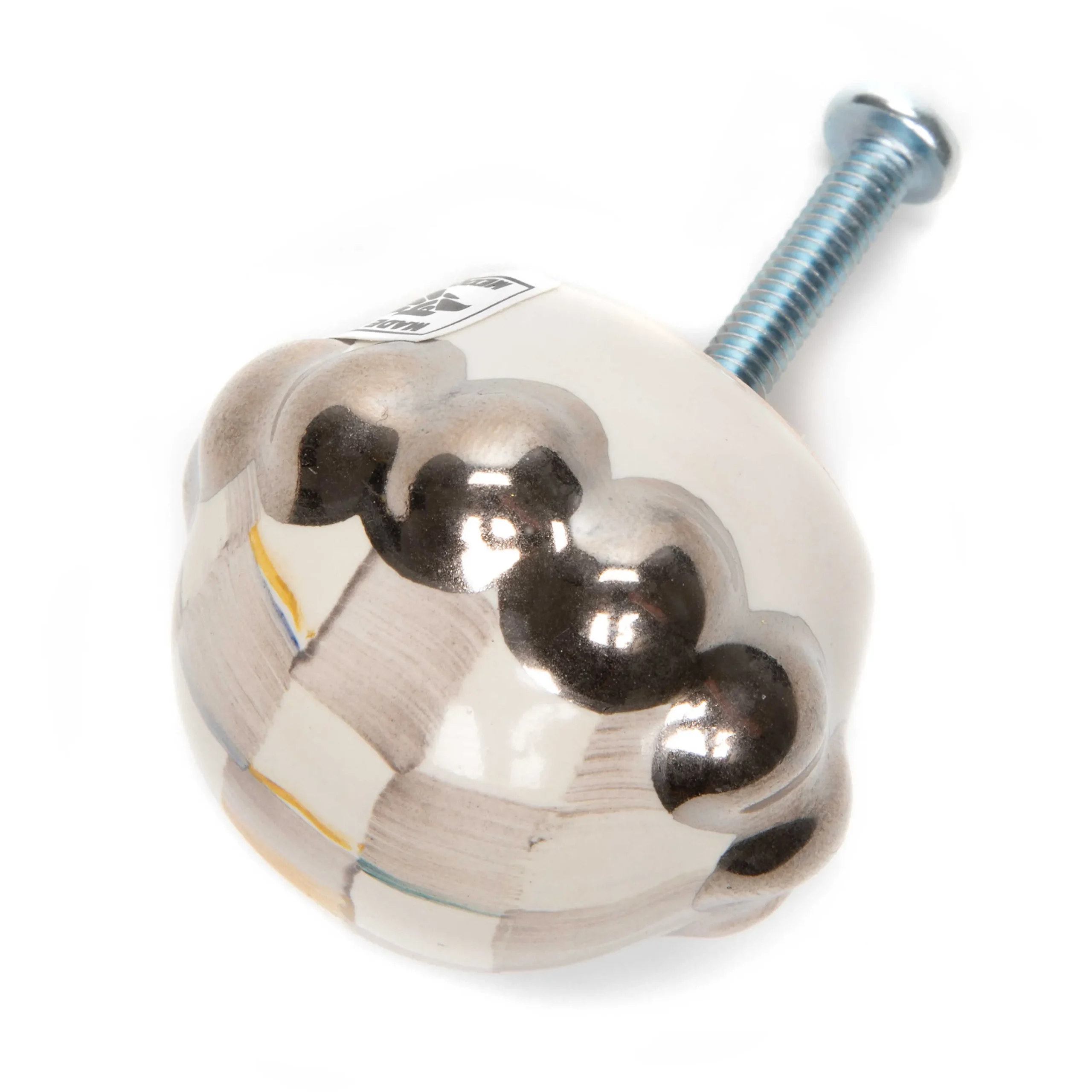 MacKenzie-Childs Sterling Check Petit Four Round Knob| Finishing Touches|Room Accents