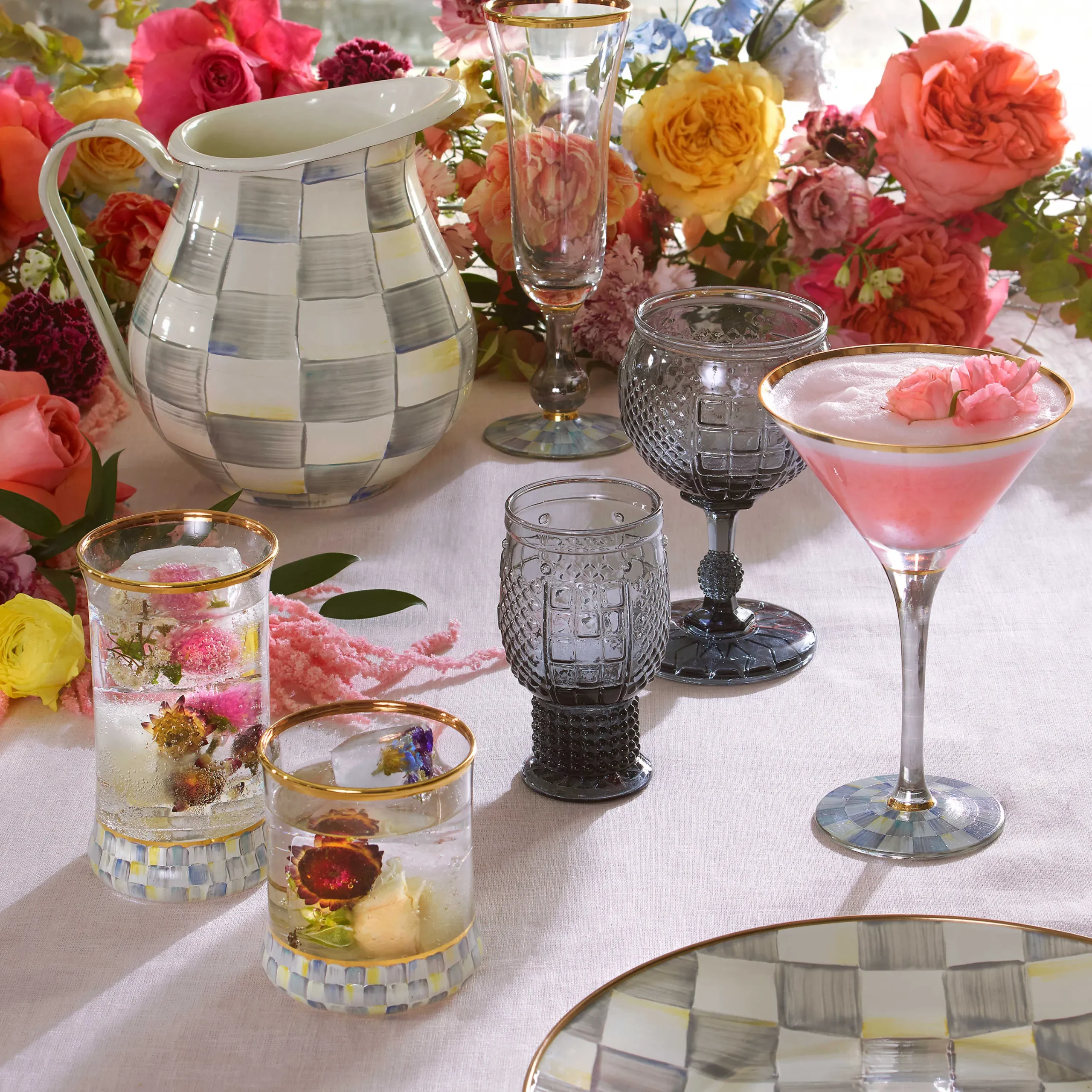 MacKenzie-Childs Sterling Check Pitcher| Fall Entertaining|Bar Entertaining
