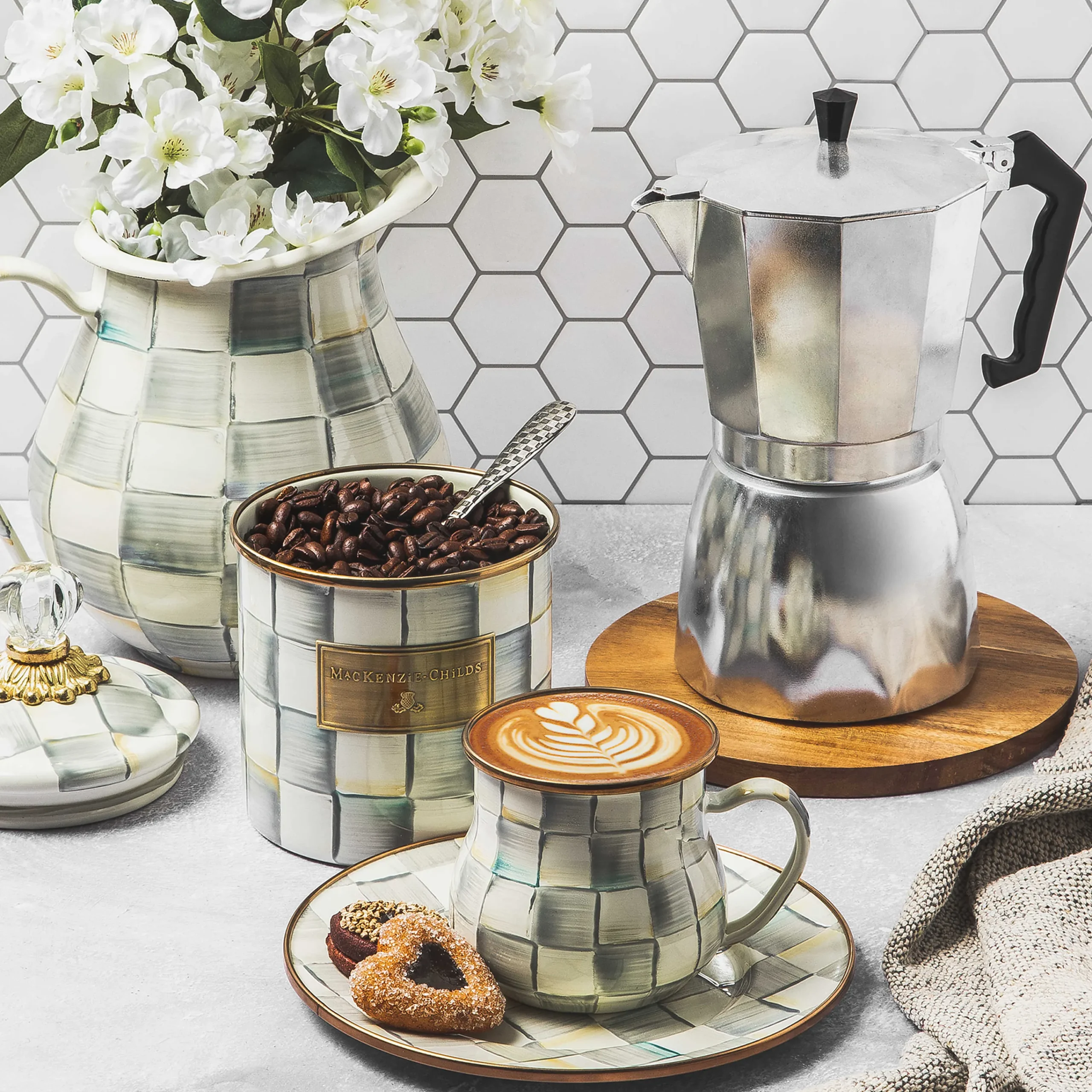 MacKenzie-Childs Sterling Check Pitcher| Fall Entertaining|Bar Entertaining