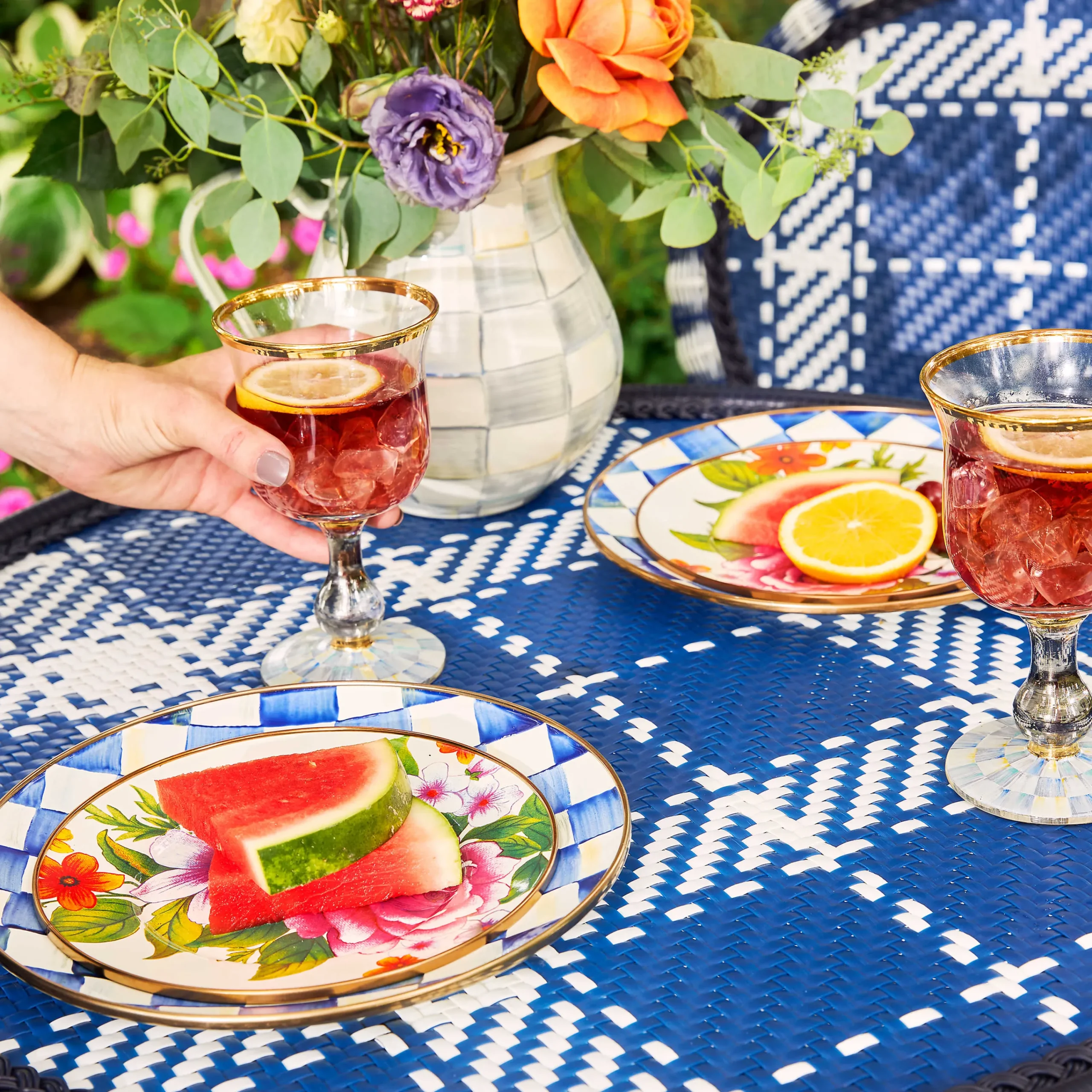 MacKenzie-Childs Sterling Check Pitcher| Fall Entertaining|Bar Entertaining