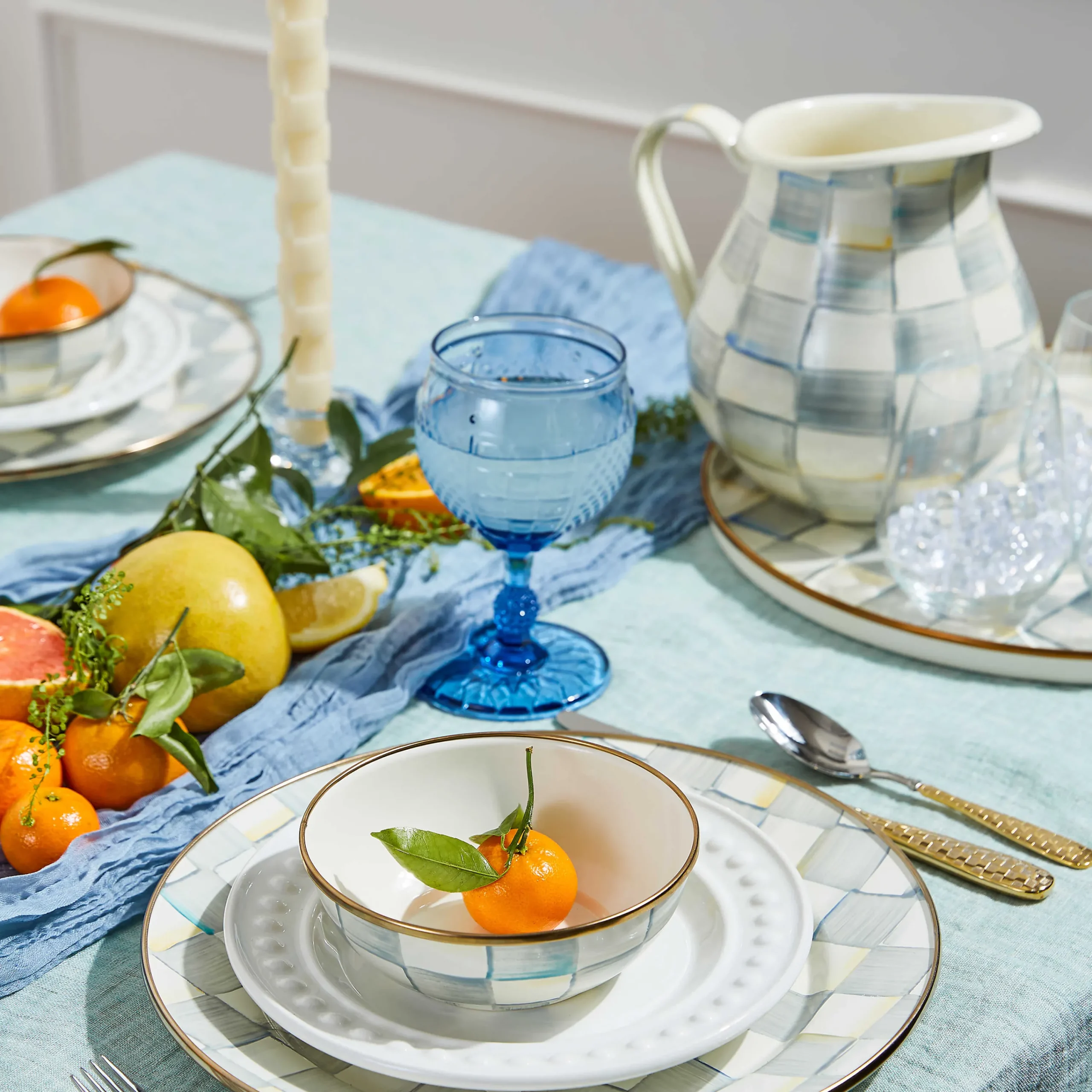 MacKenzie-Childs Sterling Check Pitcher| Fall Entertaining|Bar Entertaining