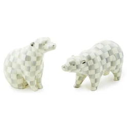 MacKenzie-Childs Sterling Check Polar Bear Figurines, Set of 2| Holiday|Decor Sets