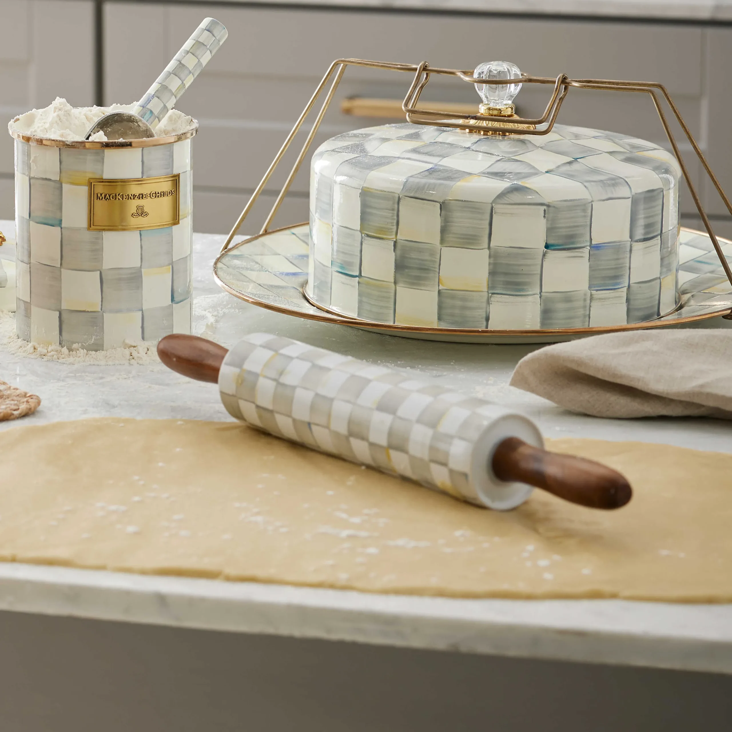 MacKenzie-Childs Sterling Check Rolling Pin| Kitchen Utensils & Tools