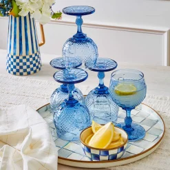 MacKenzie-Childs Sterling Check Round Tray| The Coffee Shop|Bar Entertaining