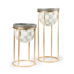 MacKenzie-Childs Sterling Check Short Plant Stand| Outdoor|Room Accents