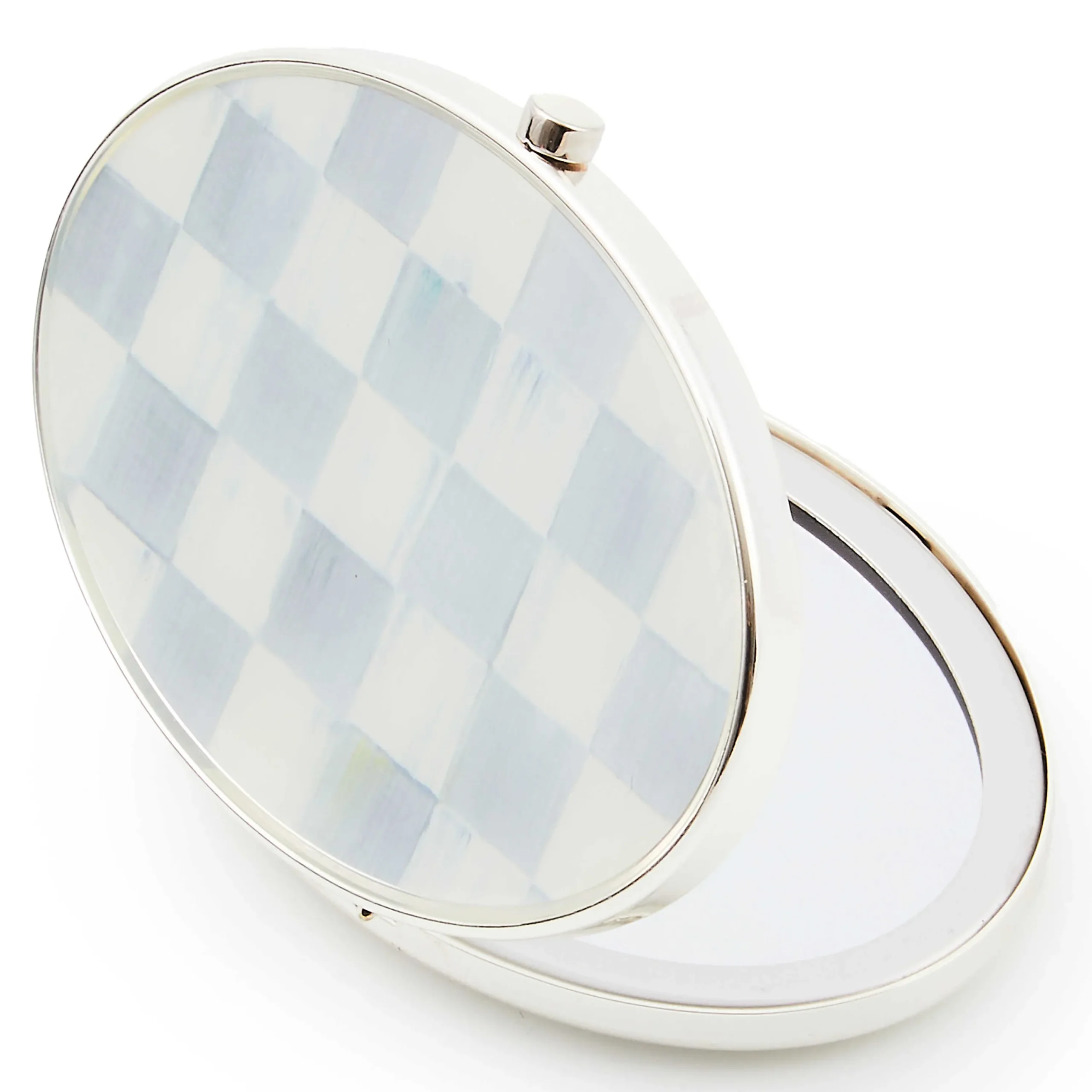 MacKenzie-Childs Sterling Check Silver Plated Compact Mirror| Accessories