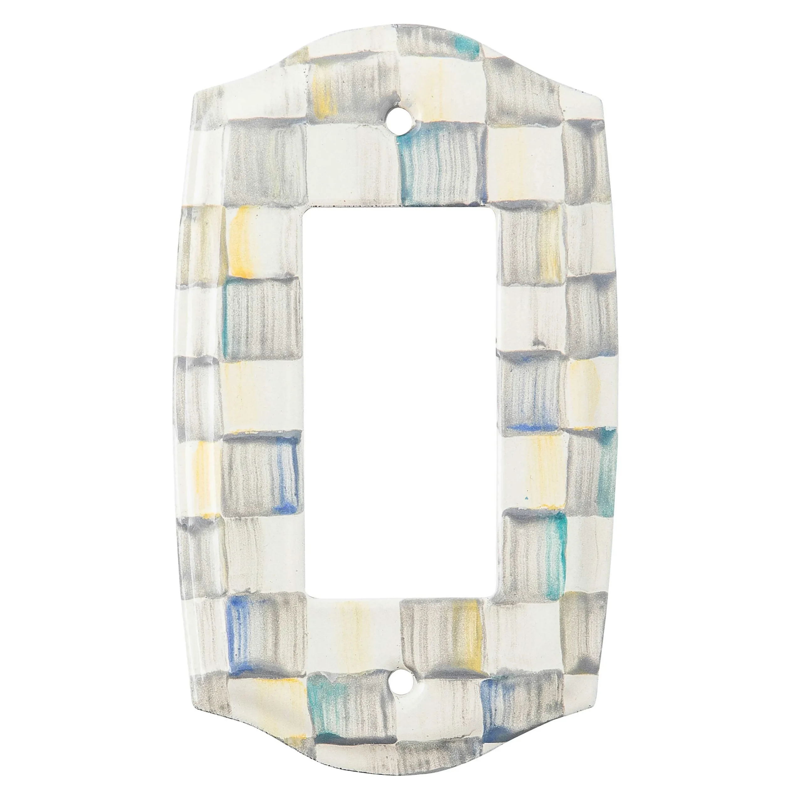 MacKenzie-Childs Sterling Check Single Rocker Switch Plate| Finishing Touches|Room Accents