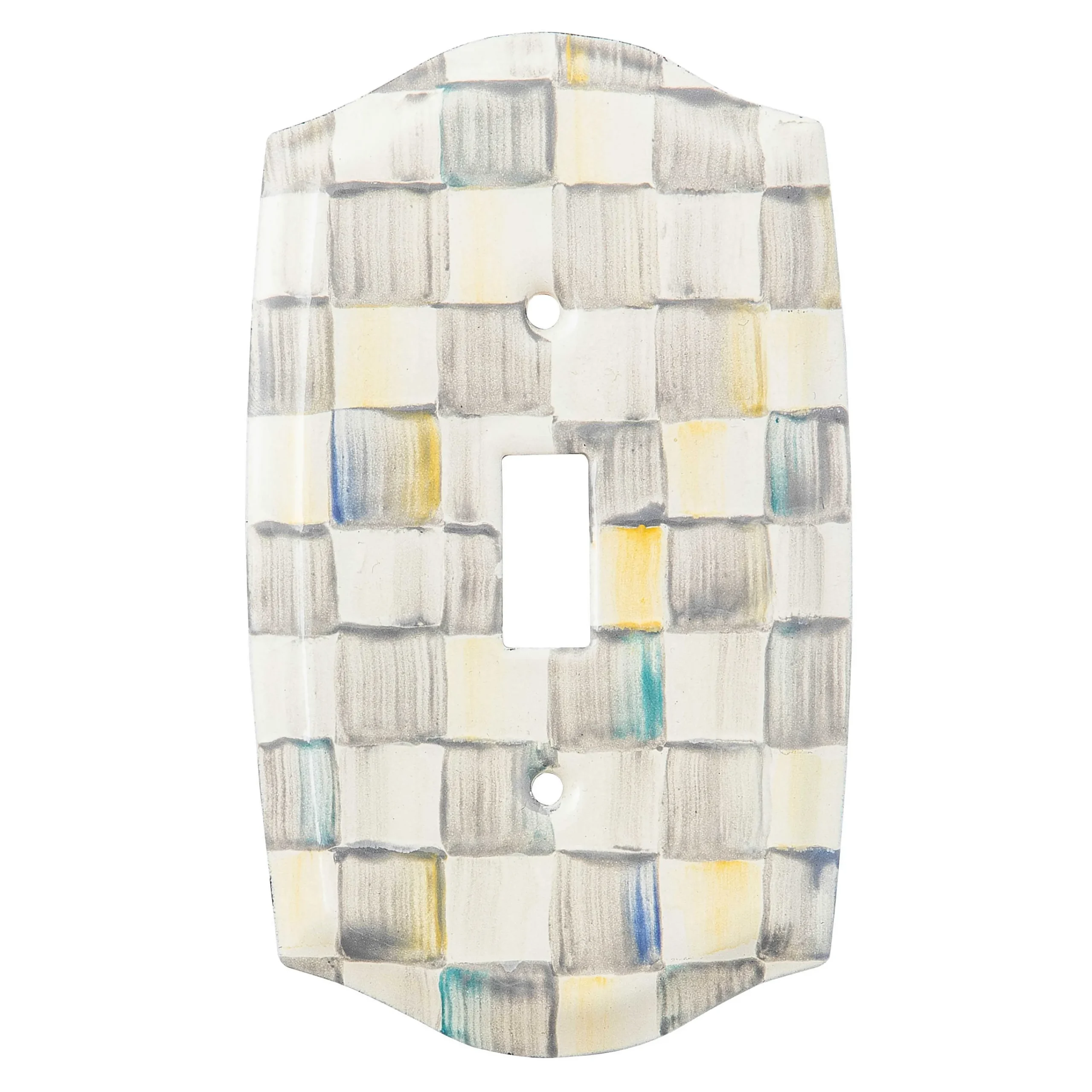 MacKenzie-Childs Sterling Check Single Toggle Switch Plate| Finishing Touches|Room Accents