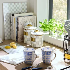 MacKenzie-Childs Sterling Check Small Canister| Room Accents|Kitchen Storage & Organization